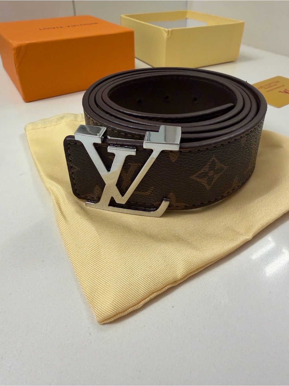 Louis Vuitton Men's Monogram Leather Belt - Brown